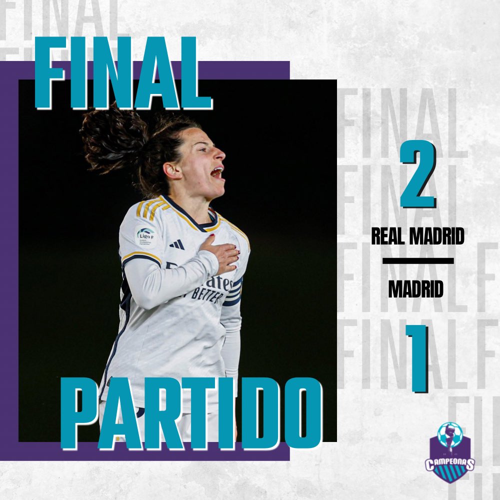 ¡𝗥𝗘𝗠𝗢𝗡𝗧𝗔𝗗𝗔 𝗕𝗟𝗔𝗡𝗖𝗔!

𝗥𝗘𝗦𝗨𝗟𝗧𝗔𝗗𝗢. Real Madrid 2-1 Madrid CFF

En un final de partido extraordinario, Ivana Andres y Caroline Møller remontaron el partido para el Real Madrid y sacan los 3 puntos en el Di Stefano.

#WeAreCampeonas | #LigaF
