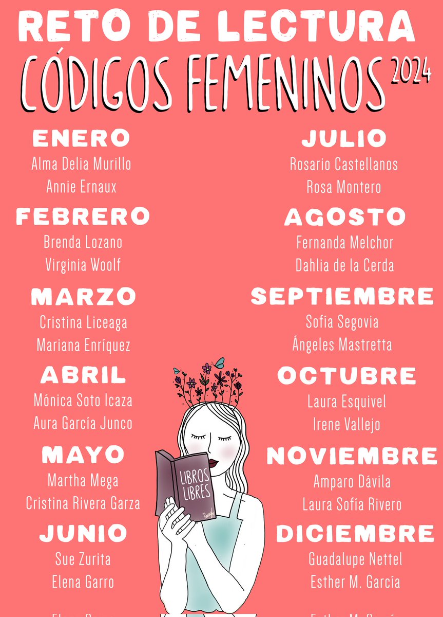 Vamos a leer a estas autoras este 2024 en el reto #CódigosFemeninos Más info en nuestro canal: t.me/LeeyLibera