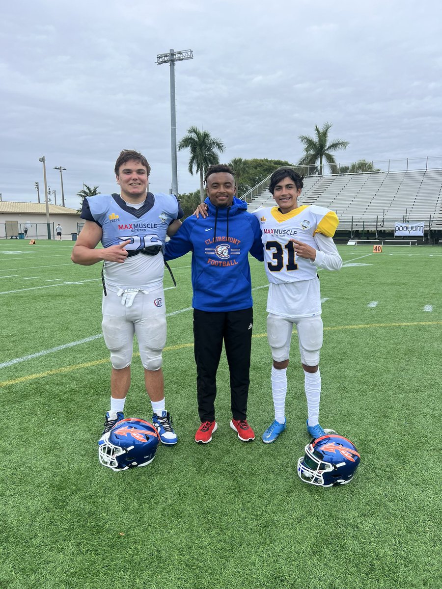 CLMTFootball's tweet photo. Senior LB @LeoLanderer &amp; junior DB Diego Pereyra out in Miami competing at the @PodyumBowl. Sky is the limit for these two! @McDanielsIsaiah https://t.co/1WUhcNxmad