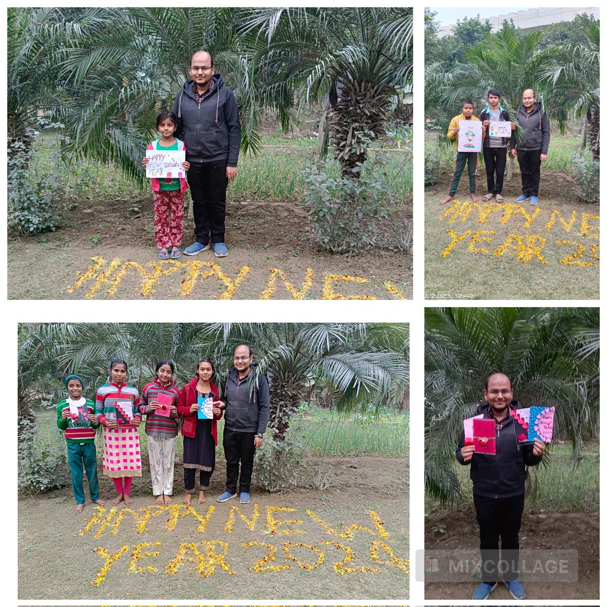 ashutosh27shank's tweet photo. New Year Celebration with students at Yamuna Khadar, Mayur Vihar Ph I Delhi. Students made awesome drawings, greetings, Rangoli, crafts on New Year theme. Cake cutting, meal &amp; sweet distribution &amp; new year gift given to all students.
Happy &amp; Prosperous New Year 2024 to all. 🌺 https://t.co/WNwQXw17ME