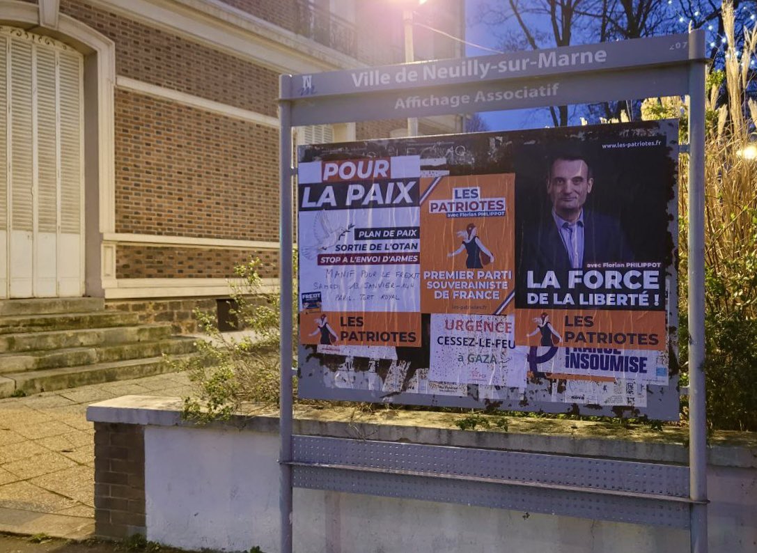 Les Patriotes de #NeuillySurMarne annoncent la manifestation pour le FREXIT de samedi 13 janvier parce que ce #GouvernementDeTromperie doit partir pour libérer la France.

✊ MANIF #Frexit
🗓️ Samedi 13 jan. 2024
➡️ RDV 14h Port-Royal (RER)