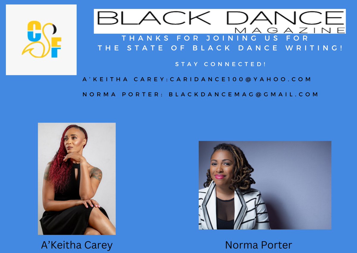 Thank you to everyone who attended or first virtual conversation on The State of Black Dance Writing. I would be remiss if I didn’t mention the zoombombing and other egregious acts by non melanated folks that occurred during that session.