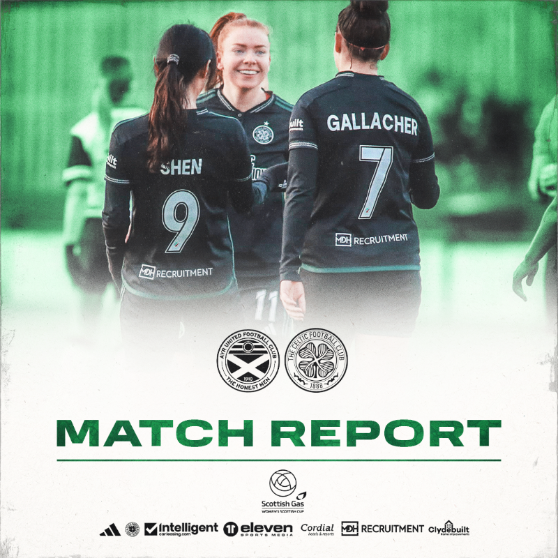 CelticFCWomen's tweet photo. 🗞 Ghirls hit magnificent seven to seal place in the next round of Scottish Cup.
⚪0-7🟢
#AYRCEL | #ScottishCup | #COYGIG🍀