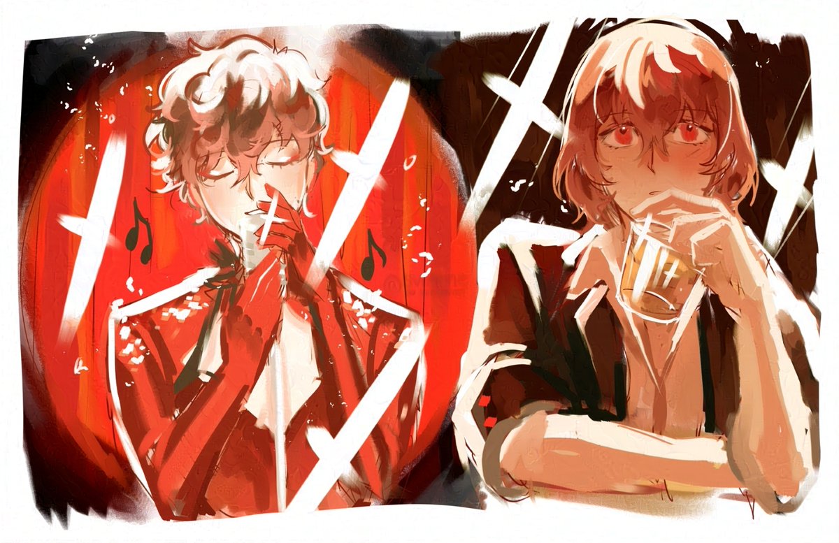 warmup paints today but anyway something something love at first song something something muhen is now goro's dad something something play the game for last line double whammy- read the boxer thank u (and play the game)!!!