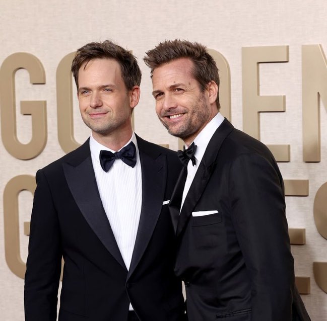 FilmInquiry's tweet image. #GoldenGlobes2024 Fans rejoice for this #Suits reunion! Patrick J. Adams and Gabriel Macht on the Red Carpet! #GoldenGlobes