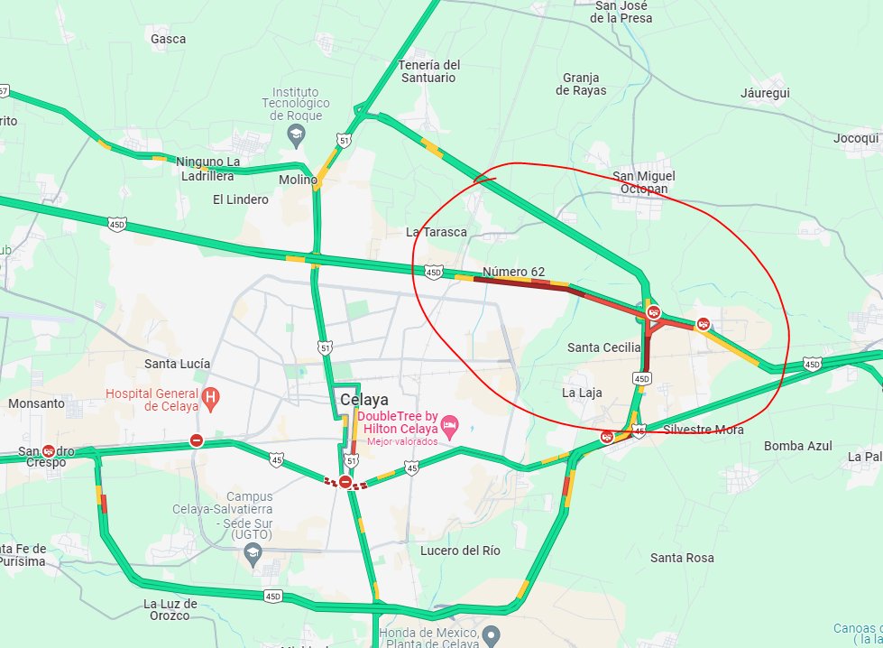 RastreoL's tweet photo. Buena tarde @GN_Carreteras @CAPUFE me podrian apoyar si tienen dato sobre la pista Celaya-Queretaro  aproximadamente en el km 40 al 37, ya que se tiene trafico detenido, gracias https://t.co/9FFALvO1tH