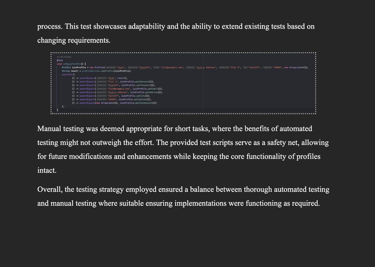 iyinok's tweet image. Day 20 of #100DaysOfCode: 👨💻 Wrote Junit tests for my code ✅ and wrapped up reports on Web Applications and Programming Principles. 📚 Now gearing up for the longest one yet—Agile Software Development! Excited to dive in! 💪🚀 #CodeTesting #ReportWriting #JavaDev