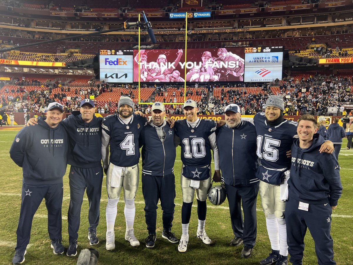 Ed Werder (@werderednfl) on Twitter photo To celebrate their NFC East Championship, Mike McCarthy gathered offensive coaching staff members and the #Cowboys QBs for a commemorative photo. To celebrate their NFC East Championship, Mike McCarthy gathered offensive coaching staff members and the #Cowboys QBs for a commemorative photo.
