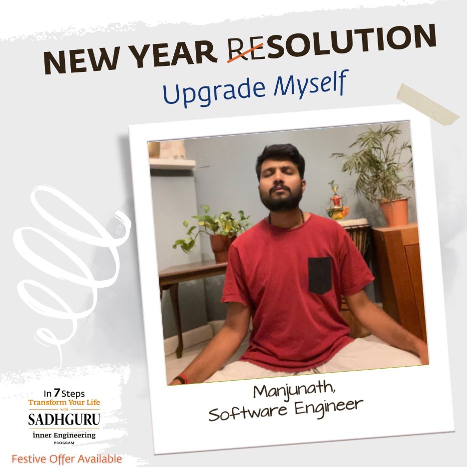 ManjuVHM's tweet photo. "Inner Engineering" is an effort to make people realize that the source of all our problems are within us and the source of solutions are also within us.” ~Sadhguru

Start the new year with Inner Engineering
https://t.co/R2TwL5vPB1
#7StepsWithSadhguru https://t.co/iqMumXOc1I