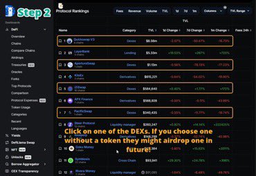 Lisa (@lisa17365746297) on Twitter photo π£ Finding a DEX π£
But again, you want to be sure you find a legit dex. This is how I do it:
Step 1: On <a href="/DefiLlama/">DefiLlama.com</a> search for and click the network
Step 2: Scroll down to Protocol Rankings and choose a DEX
Step 3: On the DEX info page click "website"
20/38 π£ Finding a DEX π£
But again, you want to be sure you find a legit dex. This is how I do it:
Step 1: On <a href="/DefiLlama/">DefiLlama.com</a> search for and click the network
Step 2: Scroll down to Protocol Rankings and choose a DEX
Step 3: On the DEX info page click "website"
20/38