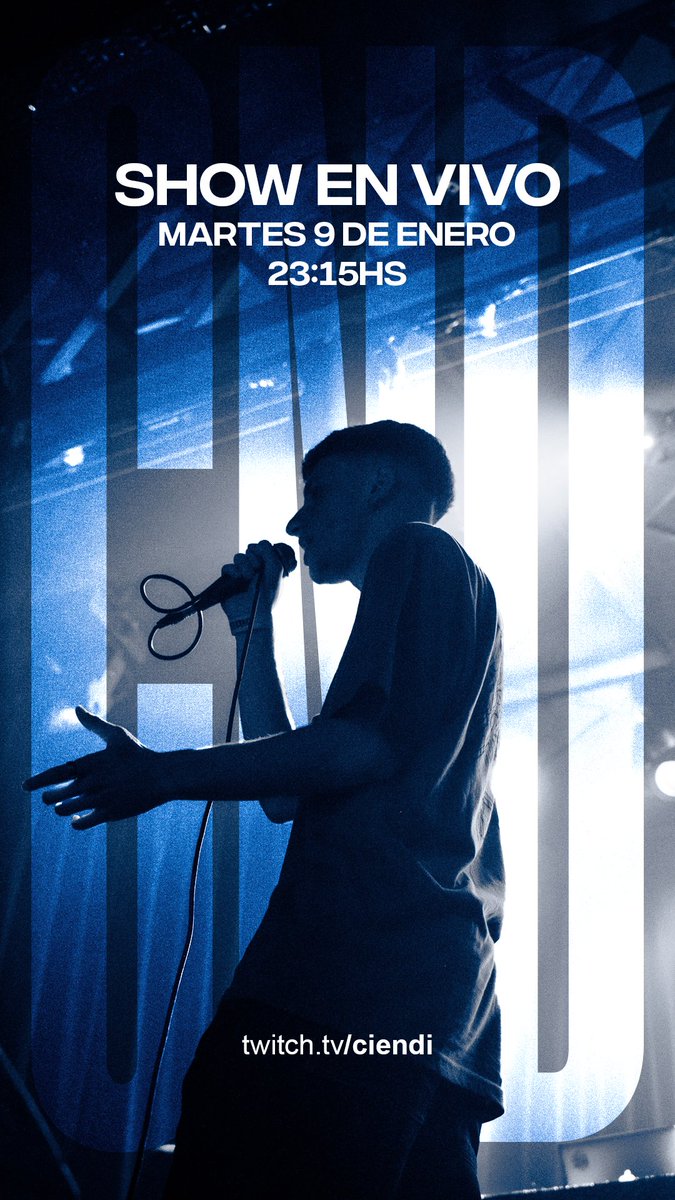 locos, este martes 9 a las 23:15  show en vivo en twitch.tv/ciendi recibiendo mis 20 años, los veo ahi eh, muchas sorpresitas