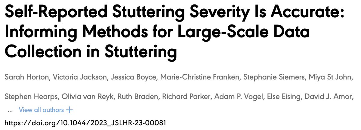 Our team have just published a new article #JSLHR:”Self-reported #stuttering severity is accurate: Informing methods for large-scale data collection in #stuttering”. pubs.asha.org/doi/abs/10.104…