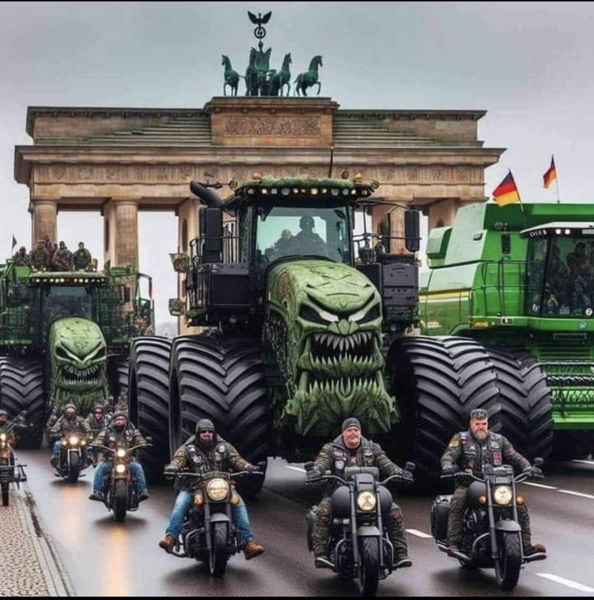 pam33771's tweet photo. L'Allemagne reçoit du soutien dans les manifestations des agriculteurs.

Des tracteurs de Roumanie, de Pologne, des Pays-Bas, de Belgique et de France sont en route vers l'Allemagne pour soutenir les agriculteurs allemands.⏬ https://t.co/67YB29VnfK