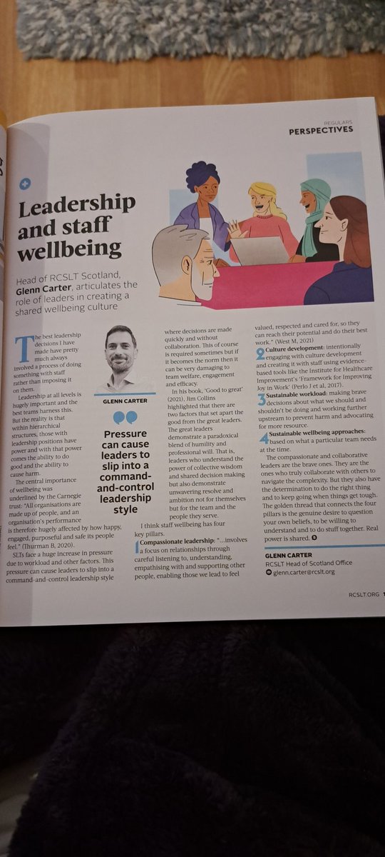 Rhiannon Evans (@slt_rhi) on Twitter photo Interesting read in #rcsltbulletin this time around...
....Carnegie Trust "An organisation's performance is hugely affected by how happy, engaged, purposeful & safe it's people feel"
Thanks for highlighting <a href="/RCSLT/">RCSLT ๐</a> ๐ Interesting read in #rcsltbulletin this time around...
....Carnegie Trust "An organisation's performance is hugely affected by how happy, engaged, purposeful & safe it's people feel"
Thanks for highlighting <a href="/RCSLT/">RCSLT ๐</a> ๐