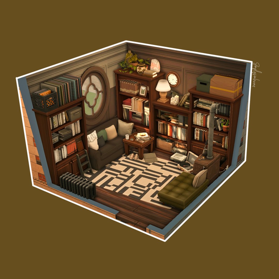 HaHarry's Hideaway Library /CC . ▫️SEMI FUNCTIONAL ▫️TRAY FILE ON MY LINKTREE PROFILE NOW ▫️§22,159 . @SimsCreatorsCom @thesimmersdigest @something_simlish @simtimes_de @thesims @thesimcommunity #sims4 #simscreation #ShowUsYourBuilds #sccregram #ccedit #simgrammer