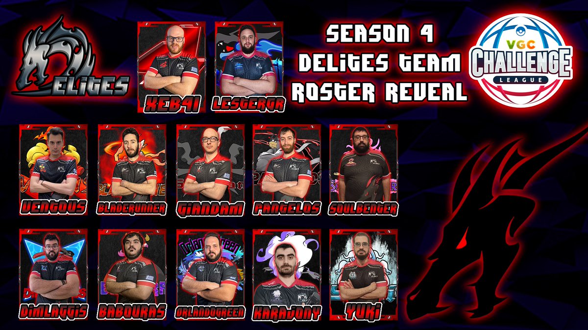 Roster reveal of our Pokemon VGC team for VGC Challenge League <a href="/DesafioLatamVGC/">VCL (Season 6)</a> ! 

Our managers:
<a href="/Xeb_41/">Xeb41</a>
<a href="/Lester_Gr/">LesterGr</a>

Our Players:
<a href="/VentousVGC/">Christos Santas</a>
<a href="/gr_blade/">BladeRunnerGr</a>
<a href="/John_Pantelos7/">Giannis Pantelis</a>
<a href="/SoulBenter/">Alexander Ifantis</a>
<a href="/GiandamVGC/">John Damas</a>
<a href="/dimlaggis/">dimlaggis</a>
<a href="/karajony1995/">Karajony</a>
<a href="/Babouras01/">Babouras</a>
<a href="/orlando_metay/">Orlando Metay</a>
<a href="/stavrosgr1988/">stavrosgr88</a>

#delitesesports