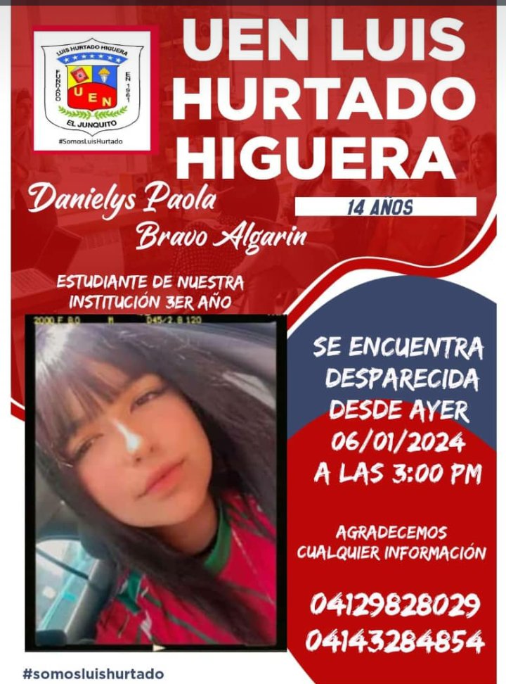 Nancy04_12_2014's tweet photo. #DESAPARECIDA En el #Junquito este sabado 06/01/2023 a las 3pm *Danielys Paola Bravo Algarin de 14 años 
#ServicioPúblico 
#sosdesaparecidos  #CICPC @DouglasRicoVzla   @ReporteYa @LuisSucesosLuis @miguelhotero  @NoMasGuiso @Urgente_VE https://t.co/1ztbyZVCU5