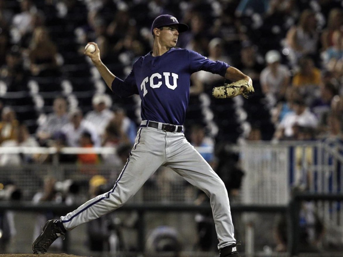 luptonbeers's tweet photo. 4️⃣0️⃣ Days until Opening Day 

Trey Teakell RHP 2011-2015

“No stats go next to his name,” Schlossnagle said. “He’s as unheralded a player as there is in college baseball. Ever.”

Ultimate setup man during the 2014/2015 TCU College World Series runs.  Riley Ferrell credits Teakell with an assist in breaking the TCU all time saves record, “We’ve kind of created this thing,” Ferrell said with a smile. “We call ourselves ‘The Package Deal.’ I couldn’t do the things I do out there if it wasn’t for him. He does an amazing job. He doesn’t get enough credit for that.”

Teakell would finish with a 13-4 record with a 2.37 career ERA in 194 innings and tying for 3rd most appearances all time by a TCU pitcher with 88.  The numbers hardly tell the story of Trey Teakell, he changed the way the game felt.  The way he pounded the strike zone and got outs it was as if he fast forwarded the game to the 9th inning with a lead for TCU, no game captures the essence of Trey Teakell better than the 2015 Elimination Game vs LSU where Teakell goes 13 up 13 down throwing 4.1 innings of perfect baseball securing the win for TCU and sending the Tigers back to Baton Rouge.