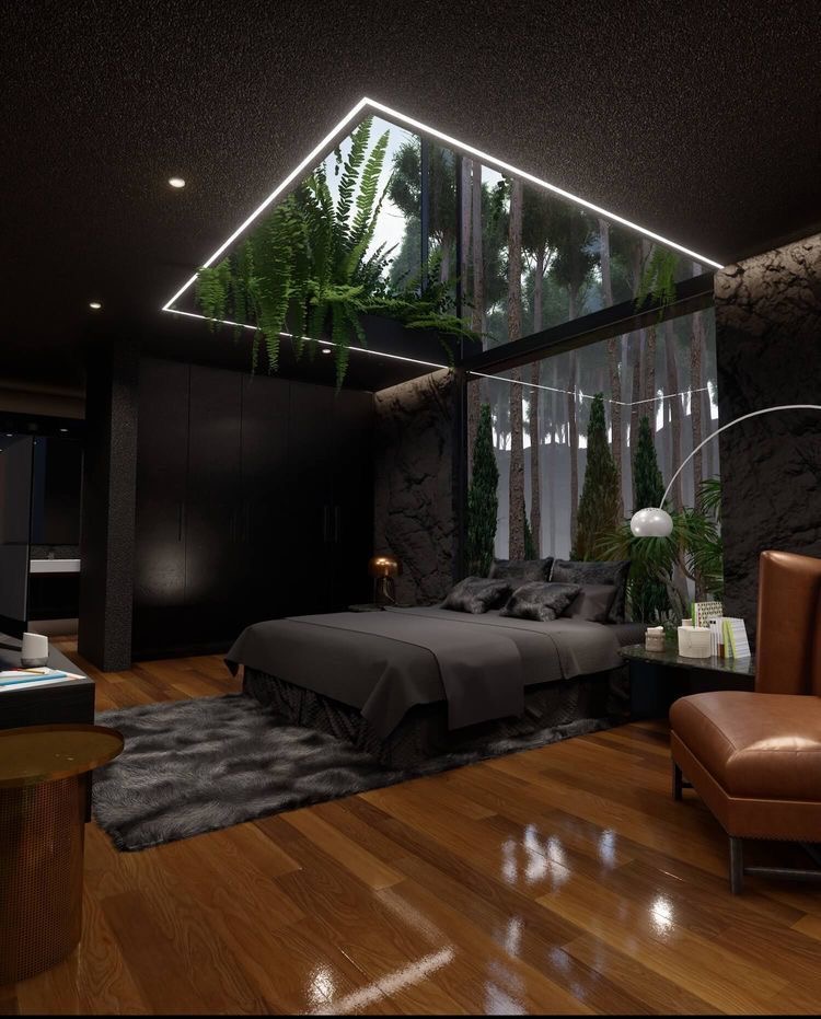 HOUSEPORN___'s tweet image. Modern bedroom. 🍃
