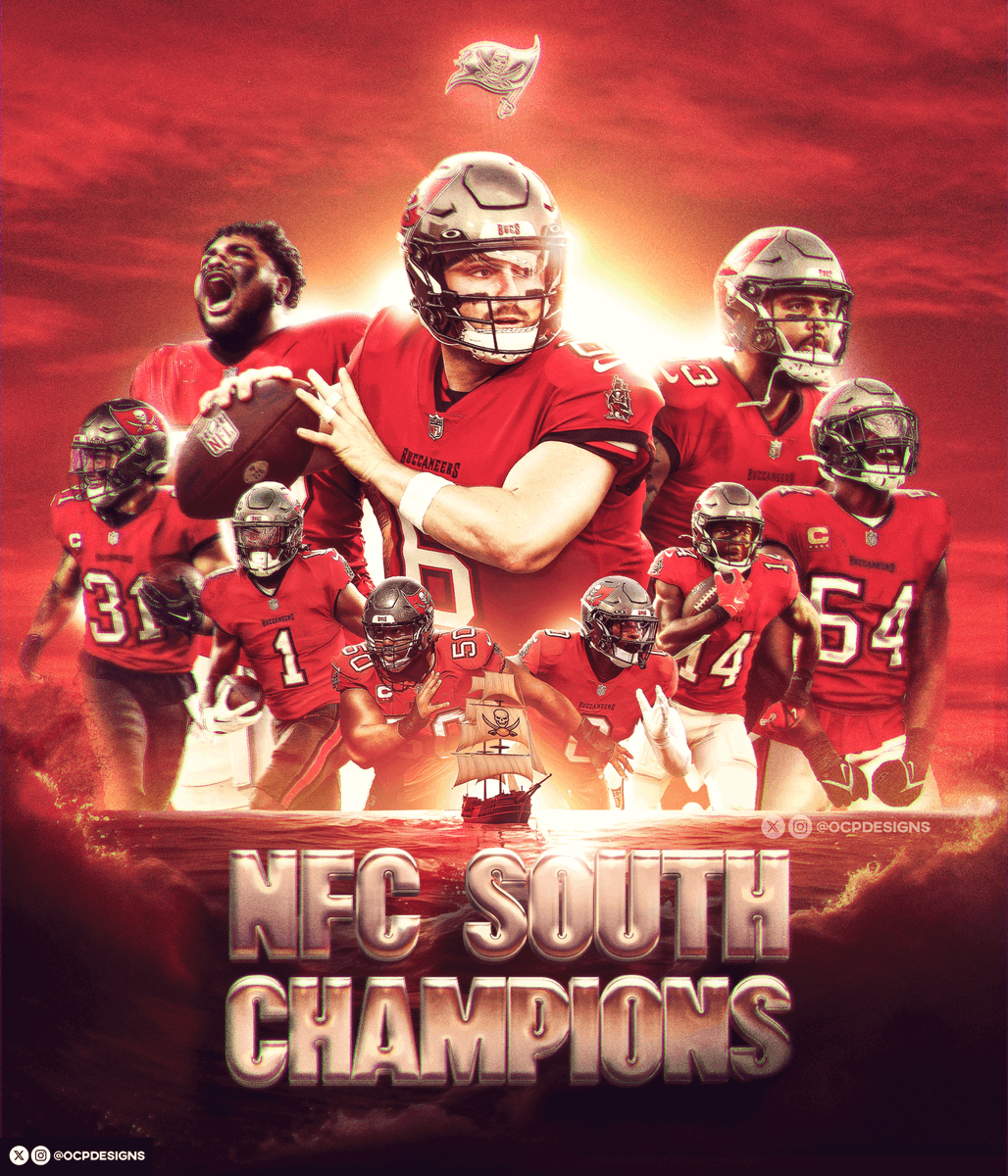 OCPDesigns's tweet photo. The Tampa Bay Buccaneers are winners of the NFC South for the 3rd year in a row.

#GoBucs https://t.co/xtCxQQpP6m