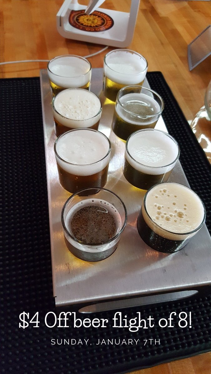 SolorioBrewing's tweet photo. Sunday Funday beer flight ✈️ special! Today, January 7th, get $4 OFF a beer flight of 8! Open 1 to 6 pm.
#beerflight #beertasting #craftbeer #microbrewery #inlandempire #ranchocucamonga #fontana https://t.co/glTgThuor2