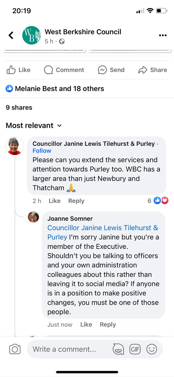 RossMackinnonWB's tweet photo. You can't make this stuff up. Now we have a member of @LeeRJdillon's own Executive complaining that WBC's flood response has neglected everywhere outside Newbury and Thatcham...

@NewburyToday https://t.co/q0ySv1zVlx