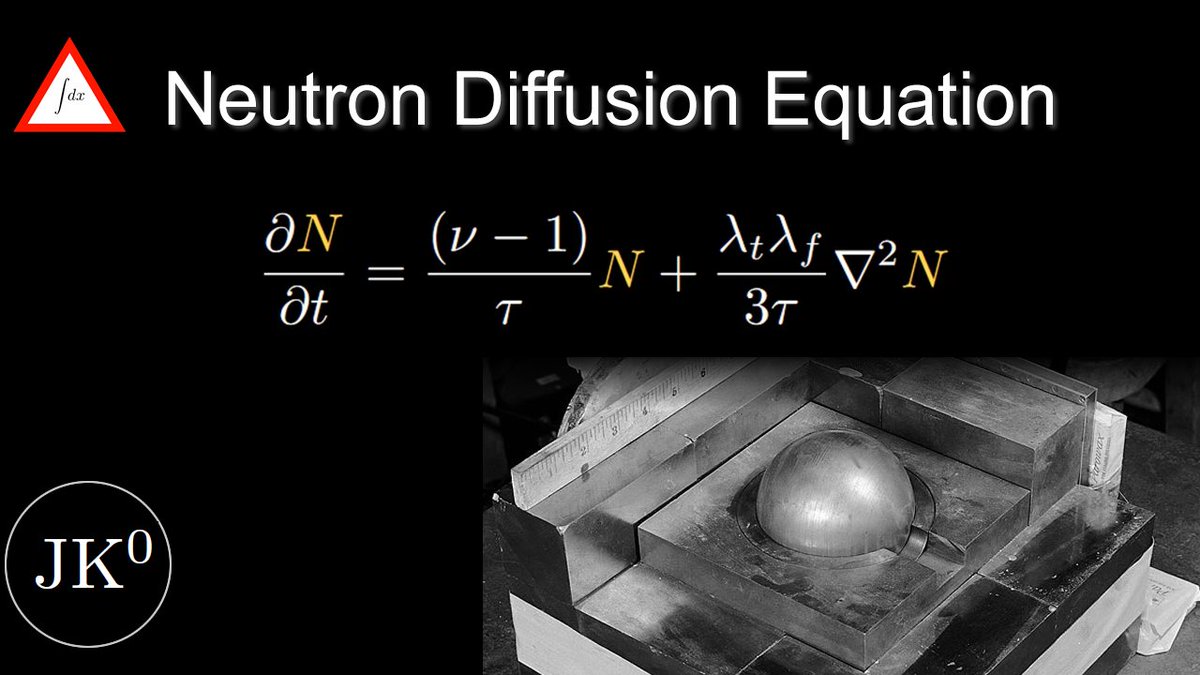 new video: "How to calculate an atomic bomb's critical mass." Step-by-step guide on how to derive and solve the neutron diffusion equation to determine the critical mass of an atomic bomb. #JK0 youtube.com/watch?v=DIuoFA…