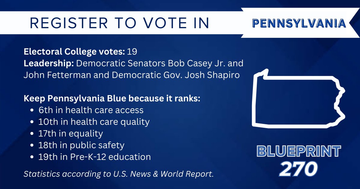 Pennsylvania Democrats, Independents and change seekers: Let's turn The Keystone State into a beacon of positive change! Register to vote and be a part of the movement: bit.ly/2Ivl0vP.  @padems @pasenatedems @payoungdems #Blueprint270 #VoteBlue #Pennsylvania