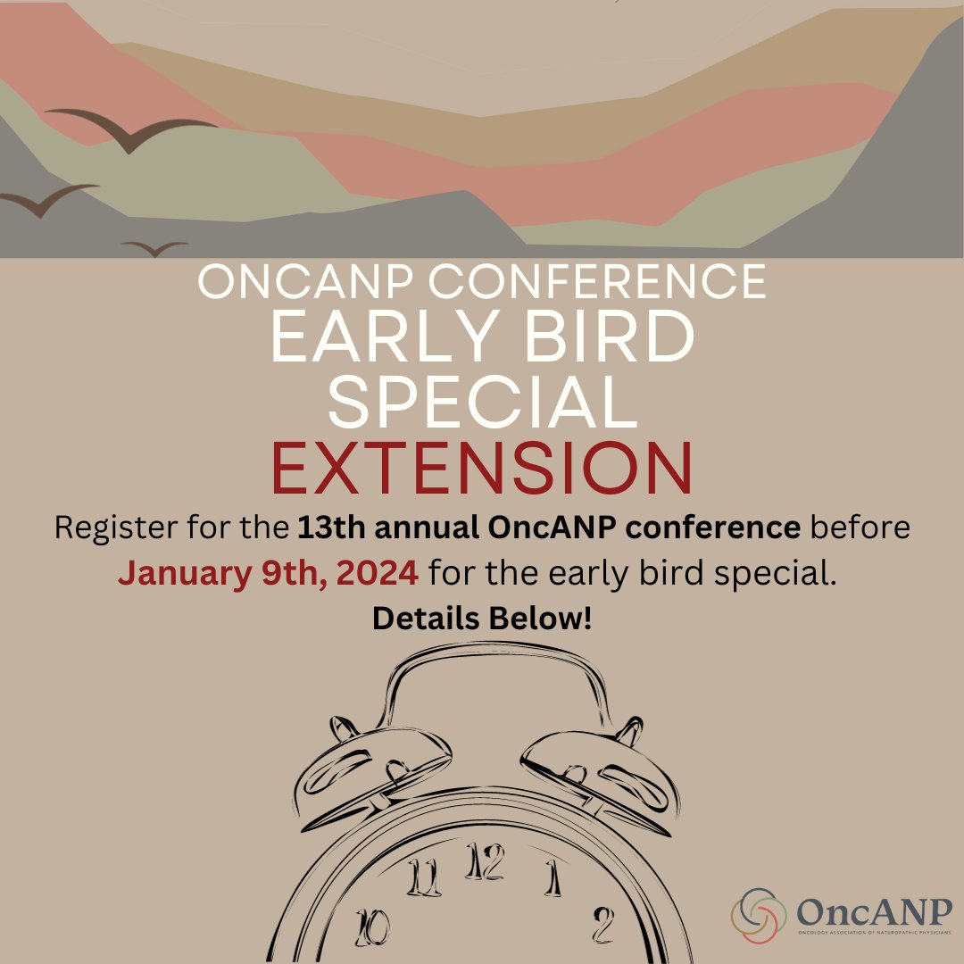 We have decided to extend our EARLY BIRD SPECIAL DEADLINE TO JANUARY 9th, 2024!
Secure your spot at the OncANP conference with our exclusive Early Bird Special. ! Act now to enjoy discounted rates, as prices will rise by $50 starting January 10th, 2024! 

oncanp.org/registration#!…