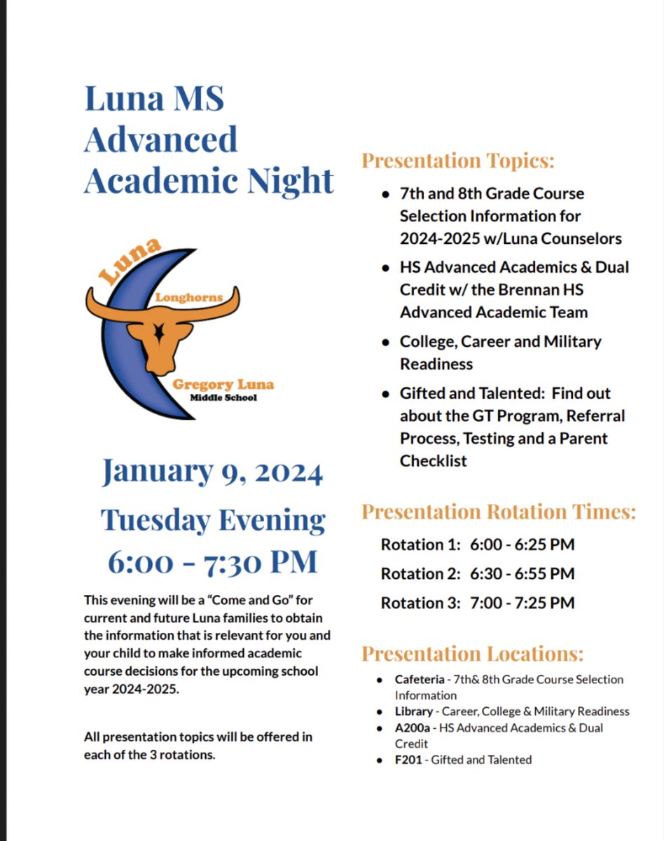 Gregory Luna Middle School PTA (@lunamspta) on Twitter photo 