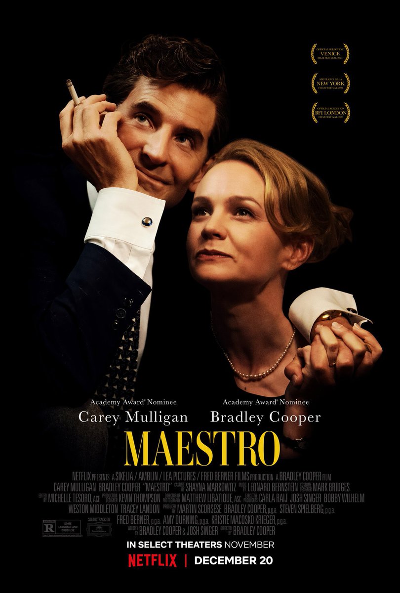 “Maestro” de Bradley Cooper, se va a ganar todos los Oscar que existen y tendrán que inventar dos o tres categorías más para dárselas también. Que belleza de película.
