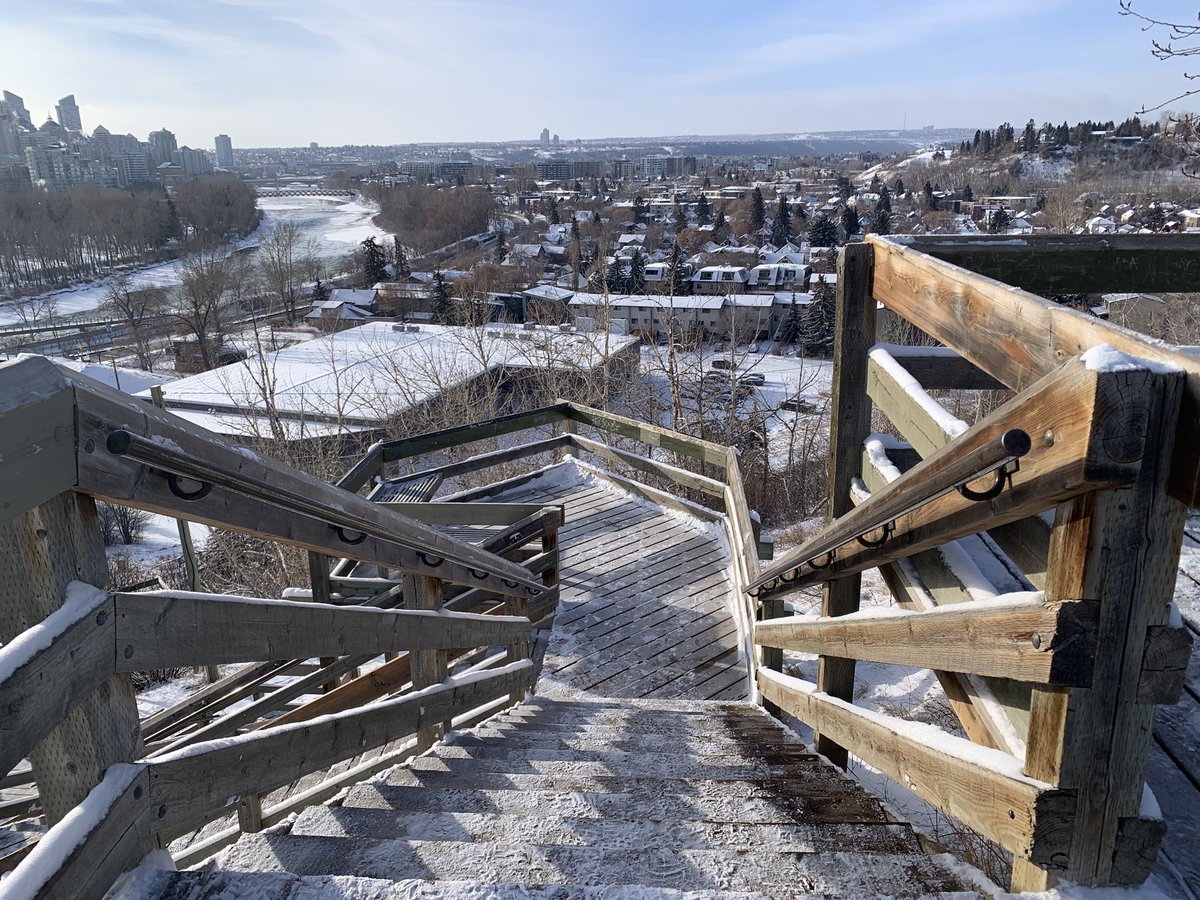 If Calgary can clear the 167 wooden stairs on the McHugh Bluff right after a snowstorm what’s Ottawa’s excuse for locking up our stairs during the winter? #Calgary #CalgaryWanders #YYC