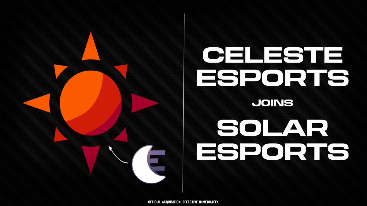 SolarEsportsSLE's tweet photo. As 2024 has begun, we want to start off with a bang!
Effective immediately, Solar Esports is acquiring @CelesteEsports_ and @0verdr1ve__ will become a new co-owner for this organization!
We are excited for this new acquisition and see how things go in 2024!
#SolarRising https://t.co/7qaLRvpLuq
