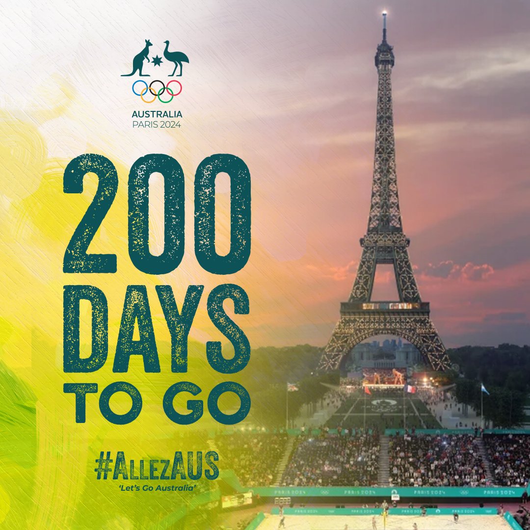 Just 2️⃣0️⃣0️⃣ days to go until #Paris2024!! 💚💛

#AllezAUS | @olympics