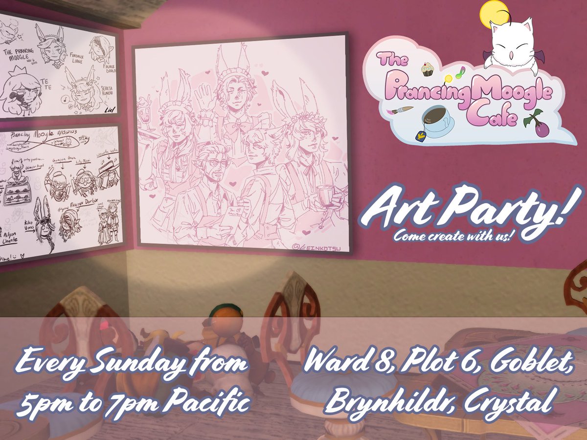 Prancing_Moogle's tweet photo. π£οΈWe are back to our regularly scheduled Sunday art parties!
We hope to see you there tonight!
Every Sunday
5p-7p Pacific
Crystal > Brynhildr - Goblet W8P6
#FFXIV #FFXIVArt #CrystalArtParty #PlayerEvents #CrystalDatacenter #FinalFantasyXIV #FF14 #FinalFantasy14 #PrancingMoogle https://t.co/DKUt59GTFy