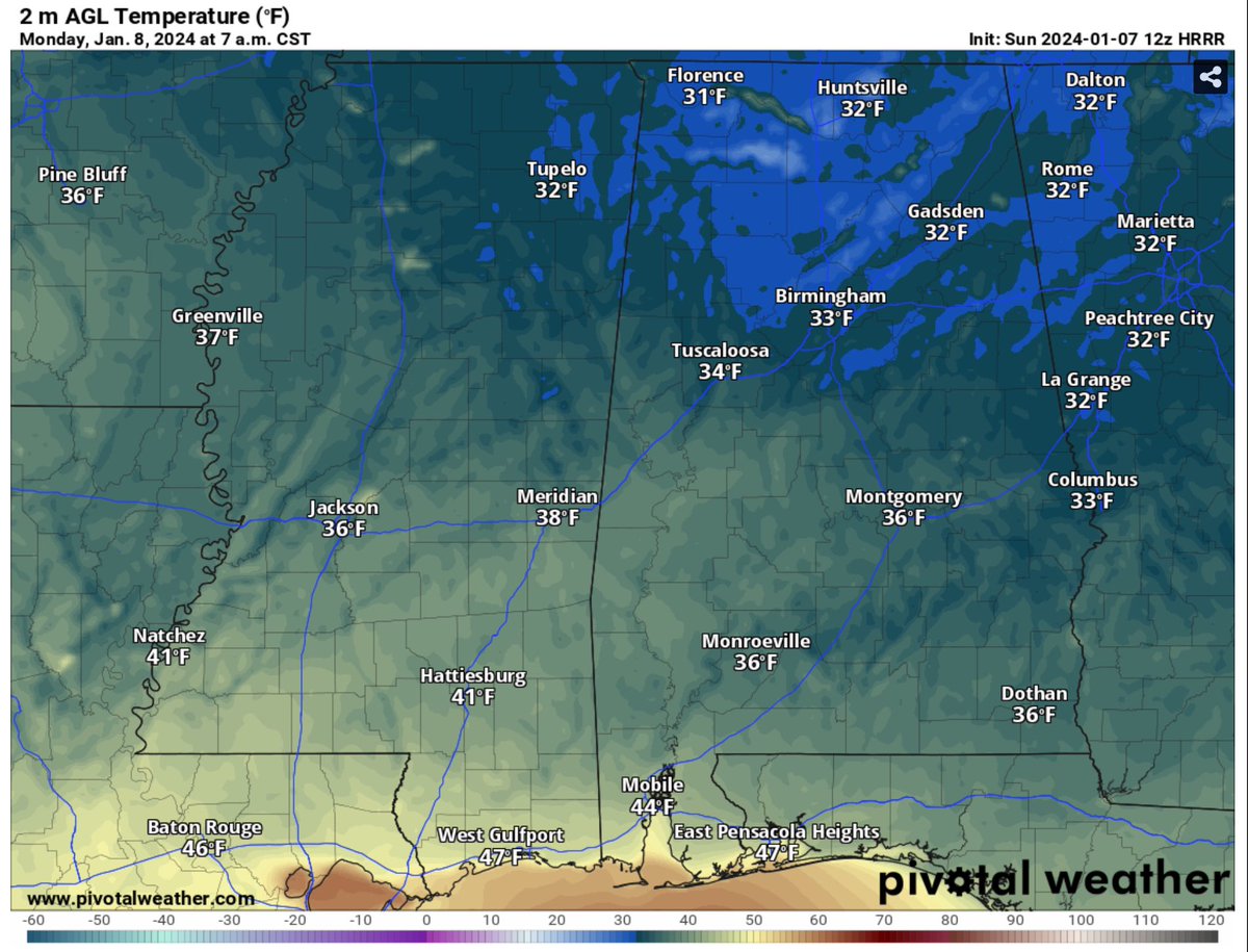 ALwxPlus's tweet image. Good Evening everyone!

Calm evening across the state! Temperatures will remain at around freezing in the Northern counties and above freezing the more South you are. 

Cloud cover will remain over the 2/3's of the state while precipitation will remain minimum.

#wxtwitter #ALwx