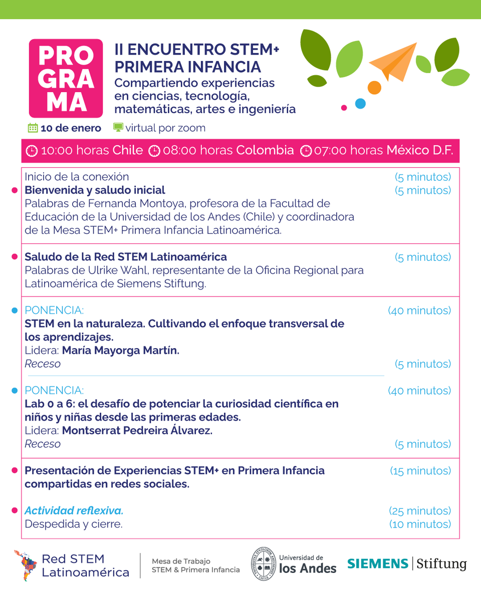 steminfancia's tweet photo. 📢¡Publicamos el programa!👇🏽

🤓Cada vez falta menos...

💻 https://t.co/GCIyQxvZQE 🖱

✨ 2 expositoras internacionales.
✨ + 10 Experiencias STEM+ primera infancia de Latinoamérica.
✨ Participa gratis.

 INSCRIPCIONES ABIERTAS📋

Pronto más novedades...
🧐¿Te lo vas a perder? https://t.co/q8QY82gcyQ
