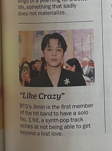PJM_data's tweet photo. Jimin appears in TIME Magazine “The Year in Review” edition! 🔥

“BTS’ Jimin is the first member of the hit band to have a solo No. 1 hit, a synth-pop track aches at not being able to get beyond a lost love”

Jimin keeps writing history as the First K-soloist to reach #1 in history!