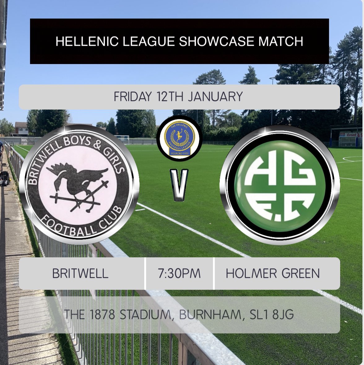 🚨SHOWCASE MATCH🚨

We’re back at the beautiful <a href="/BurnhamFC1878/">Burnham Football Club</a> this FRIDAY NIGHT when we take on <a href="/HolmerGreenDevs/">Holmer Green Development Team</a> in <a href="/HellenicLeague/">Hellenic League</a> Div 2 east action 👏. We would love to see you there and appreciate your support ⏰ 7:30pm KO #STEAMTEAM <a href="/toner_aaron/">aaron toner</a> <a href="/fiberkshire/">Football in Berkshire</a> <a href="/StevenBushboy/">STEVEN BULLARD</a>