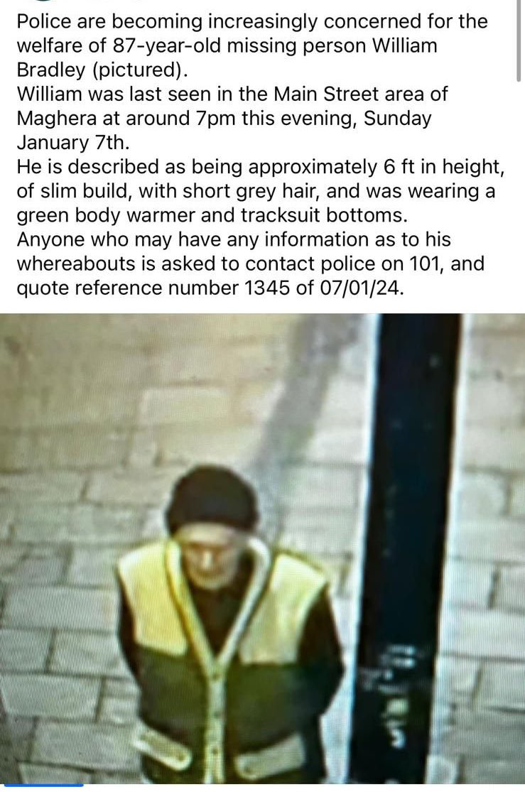 Please keep an eye out and hopefully William returns home safely.