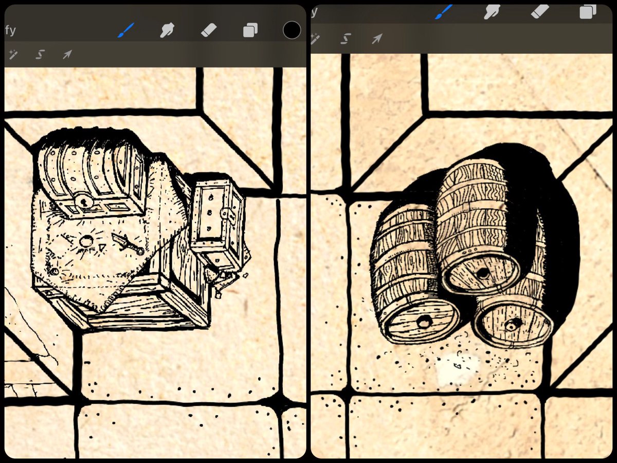 billiambabble's tweet photo. Ongoing WIP - abandoned feastroom (thanks again for everyone who joined me on Saturday's stream). #Procreate #TTRPG #Inkedadventures #dungeontile https://t.co/dH9zgd82ka