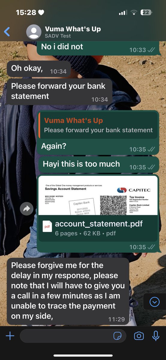dollzido's tweet photo. @vumatel @Payfast i am dissapointed in Vuma Sadv since November 2023 my services were cancelled because they cant find a payment yet they deduct it directly from my account.I have been  requesting a refund ,the whatsapp service did not help ,please help !!! https://t.co/NO631mbshp