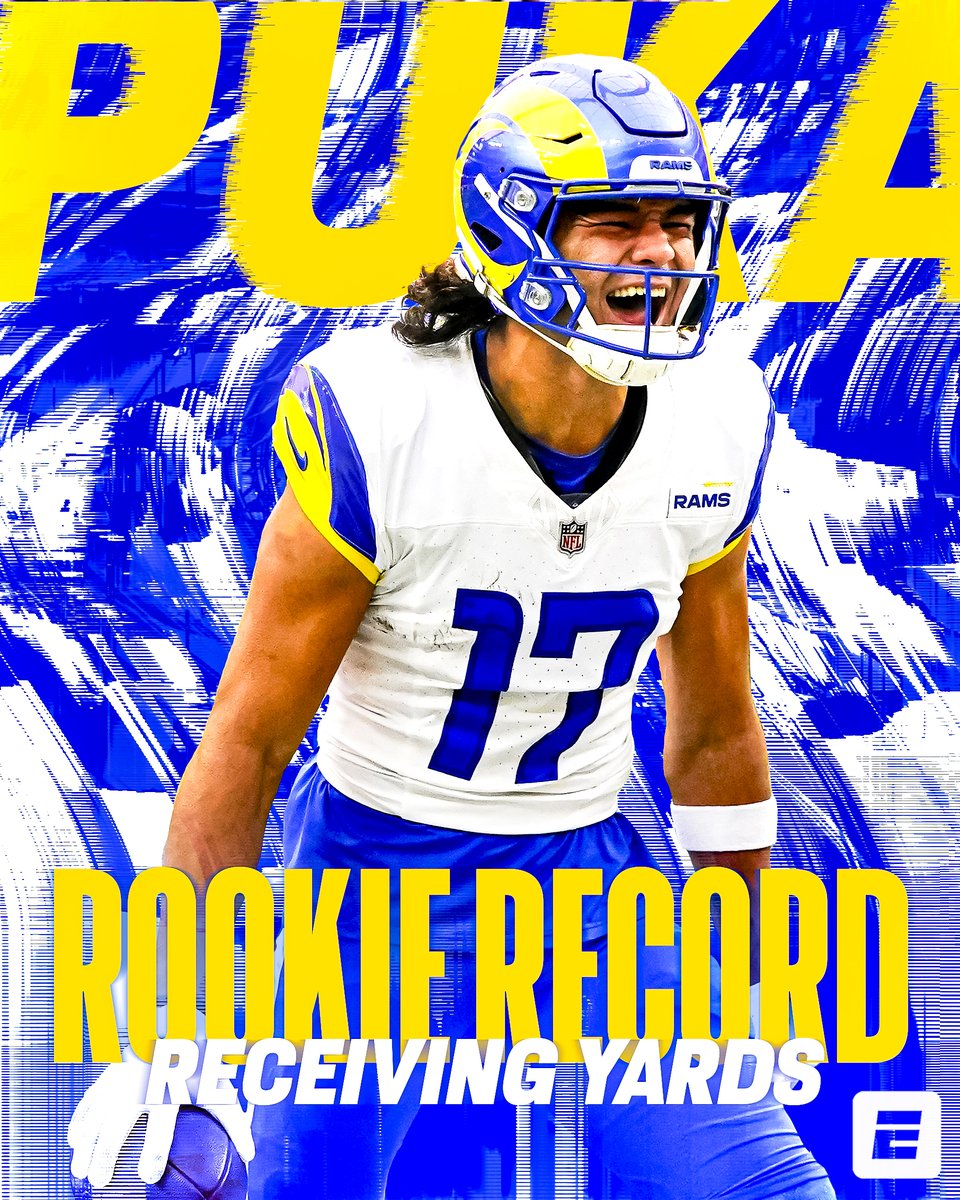 PUKA NACUA INTO THE HISTORY BOOKS‼️ MOST RECEIVING YARDS EVER BY A ROOKIE (1,473+) 👏