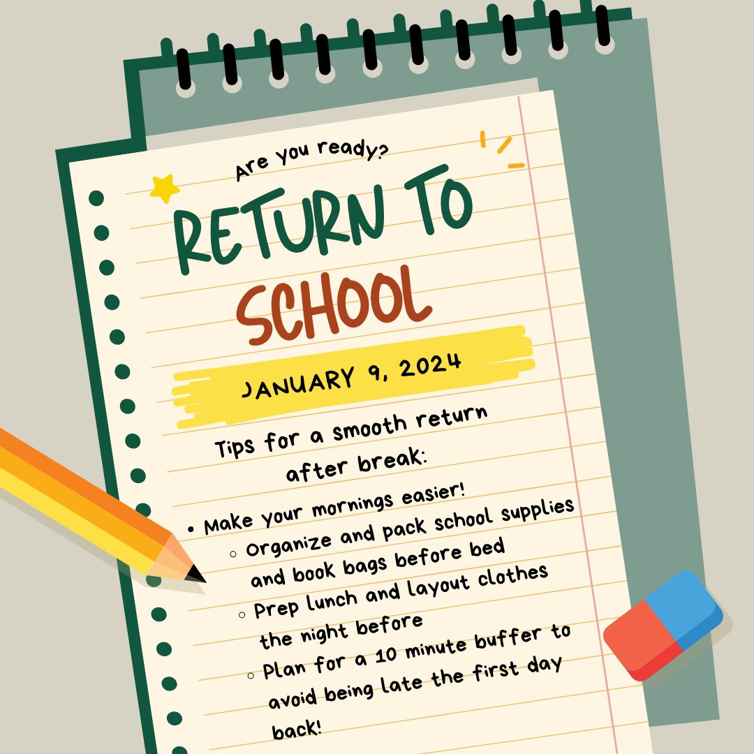 TheEtonAcademy's tweet image. We are eager to welcome students back to school on Tuesday, January 9! Try out these tips for a smoother morning back!
.
.
.
#EtonAcademy #EtonApproach #IndividualizedLearning
