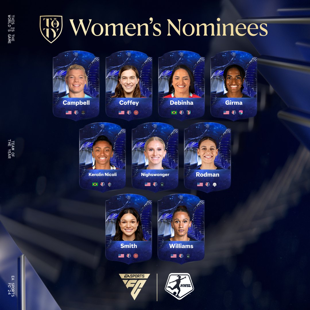 Nine NWSL stars nominated for the @easportsfc #TOTY 🔥 You can vote for The World's Best on January 8: x.ea.com/79182