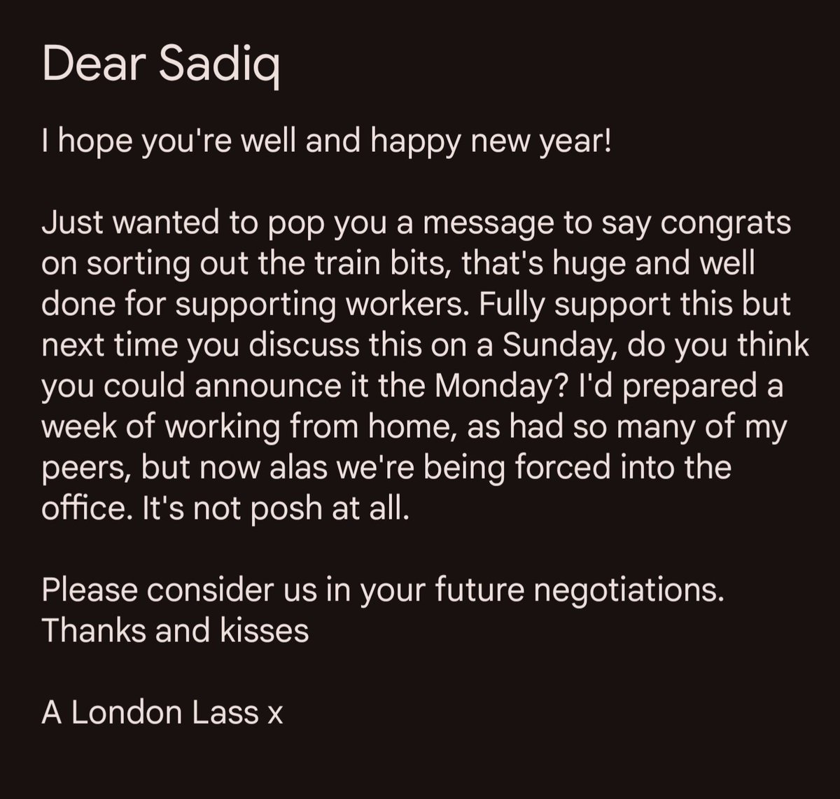 kemponit's tweet photo. @MayorofLondon if you'd please x 

#tubestrike #london #SadiqKhan #corporategirly https://t.co/o3vCCv8VoV