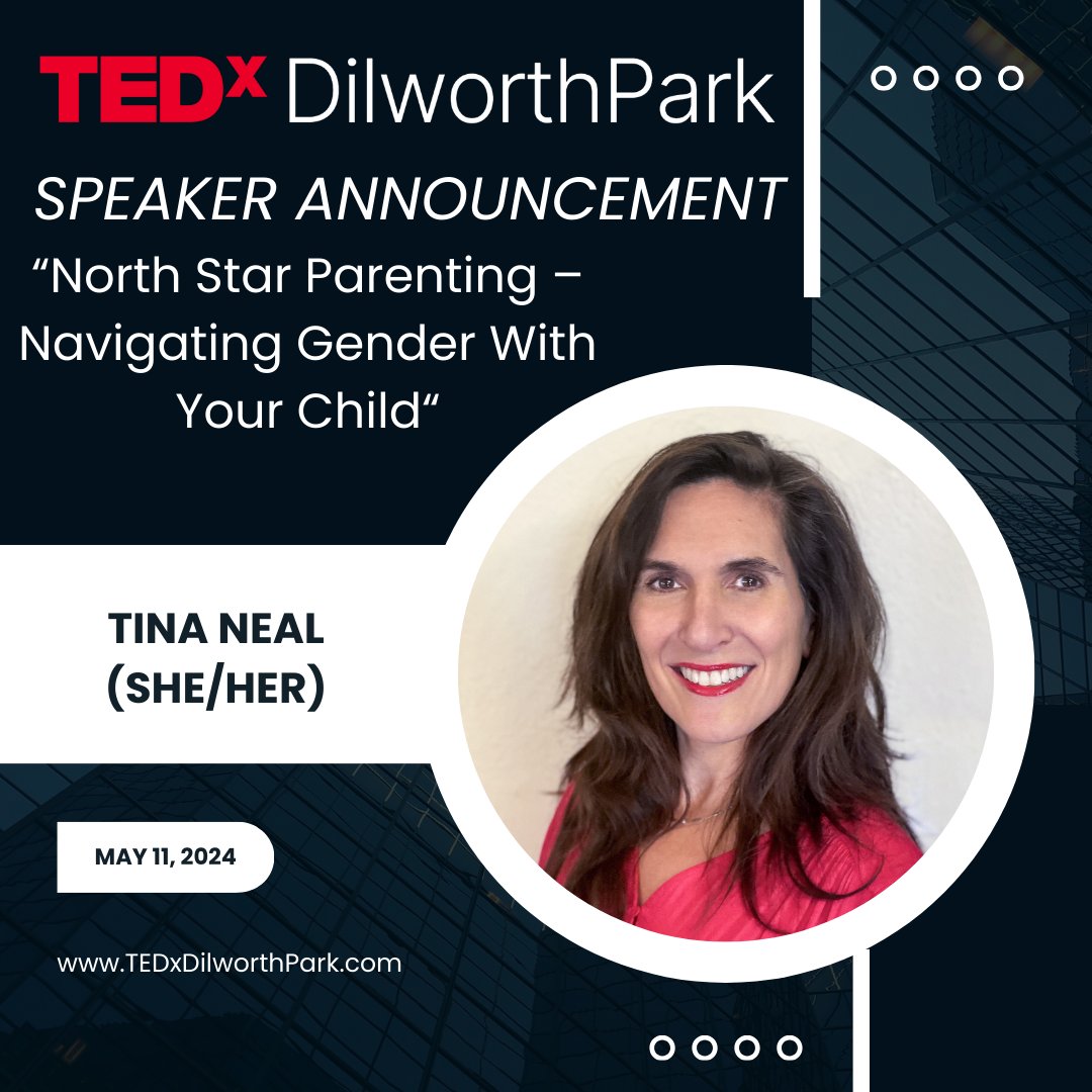Excited to announce our 9th speaker for TEDx DilworthPark! Tina Neal, a seasoned writer, speaker, and podcaster, is a fierce champion for transgender youth. She founded Tertium Quid, a 501(c)(3) org addressing the unique challenges faced by transgender youth and their families.