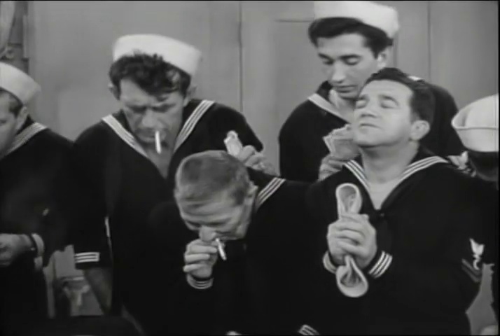 RandCaps's tweet photo. Sailors' crap game goes wrong when Bilko, Paparelli, and Zimmerman join the navy and struggle to return to land. #NavyProblems #CrapGameGoneWrong #SilversSunday  5pm.  #nocontext #bilko (From The Phil Silvers Show, Ep: "Bilko Joins the Navy," (Tue, Oct 28, 1958)) https://t.co/19tT13MWUQ