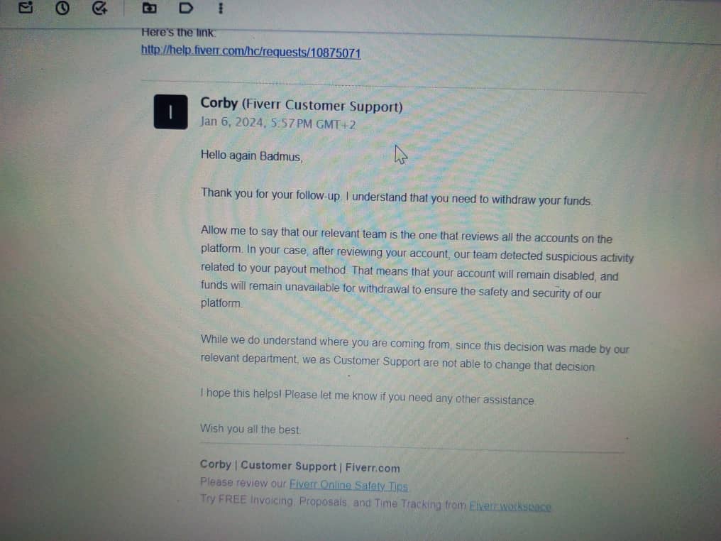 Balogun_FHG's tweet photo. @fiverr I expected better customer service and support from Fiverr, and I'm very let down by the way my concerns have been dismissed. This is not the level of service I expected, and it has left me feeling angry and frustrated. https://t.co/W7X3ydnAdw