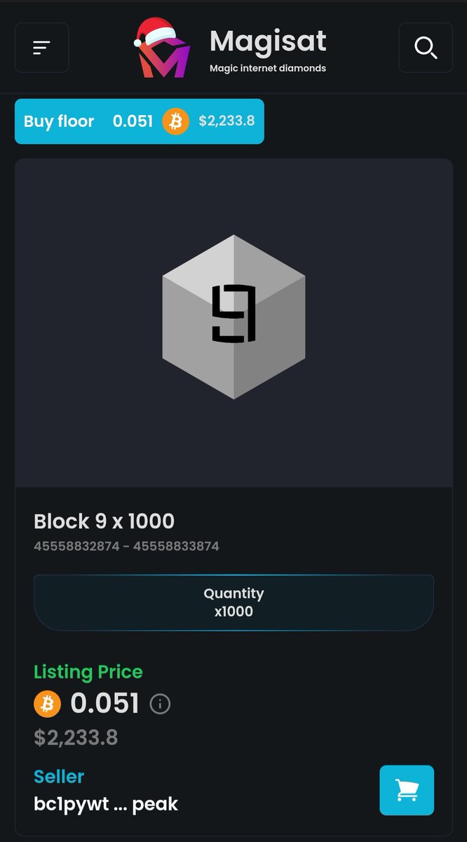 mrmel_m's tweet photo. #raresats 
Bulk orders are always the best deals when buying rare satoshis.

If you are looking for the best deals on bulk orders of 1000 #block9s you will be paying an average of $2.23 per block 9 on @Magisat_io, they currently have the best deals, 600 cheaper than magic eden. https://t.co/toJp4iNfDQ